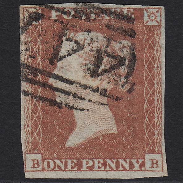 GB QV 1841 1d Red-brown SG8-B1(1) BB FU Leeds 447 4 Margins