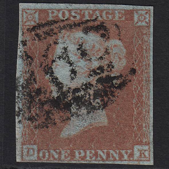 GB QV 1841 1d Very Blued (Plate 103) SG8a-B1(2) DK FU 4 Margins