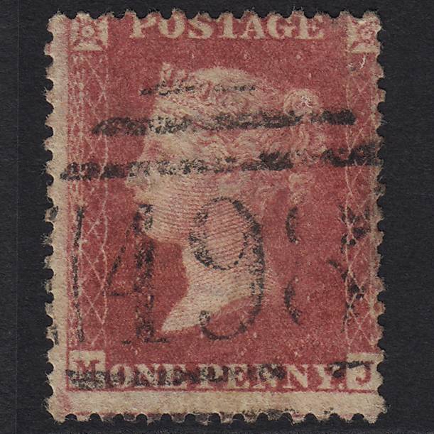 GB QV 1857 1d Rose-red (Plate 52) SG40-C10(1) MJ FU Manchester 498