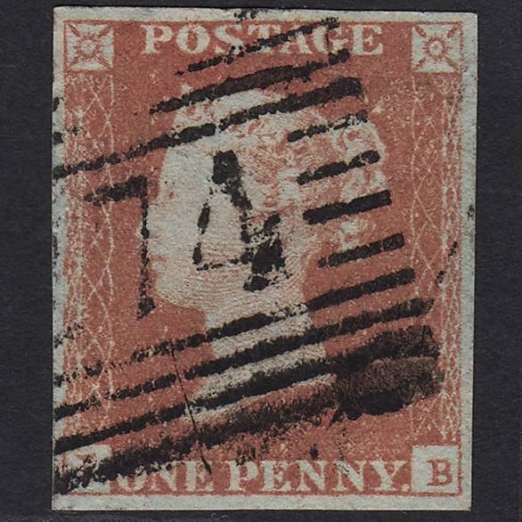 GB QV 1841 1d Red-brown Pl 87 SG8-B1(1) IB FU Oldmeldrum 274 4 Margins