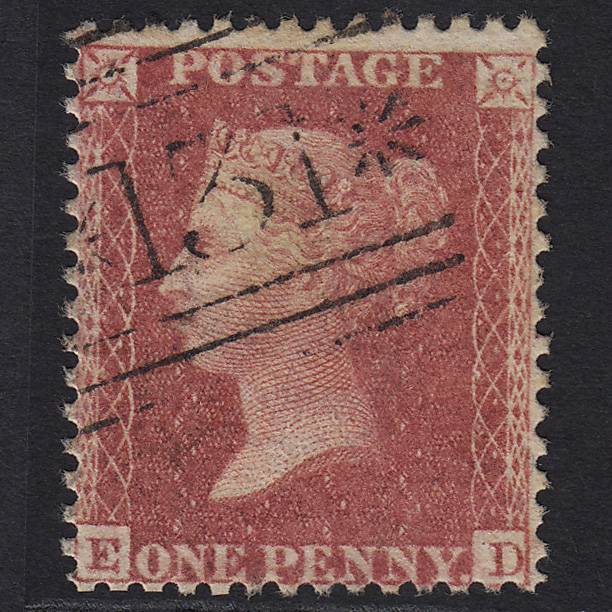 GB QV 1857 1d Rose-red (Plate 60) SG40-C10(1) ED FU Edinburgh 131