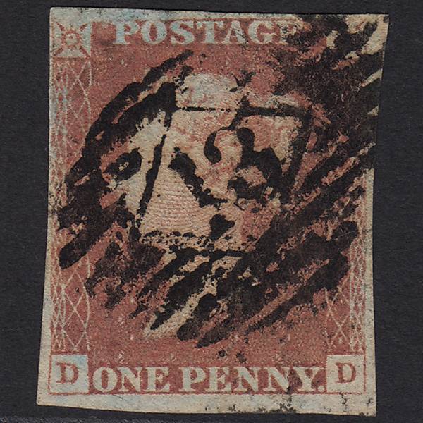 GB QV 1841 1d Red-brown (Plate 80) SG8-B1(1) DD GU London IS 13 4 Margins