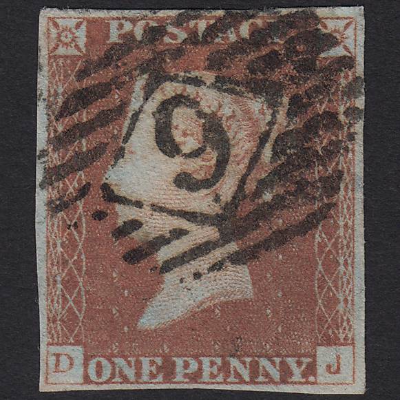 GB QV 1841 1d Red-brown Pl 76 SG8-B1(1) DJ VFU 4M Imperf NO Top to J Var