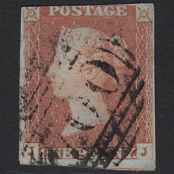 GB QV 1841 1d Red-brown Pl 80 SG8-B1(1) JJ GU 3m Imperf Sheffield 700