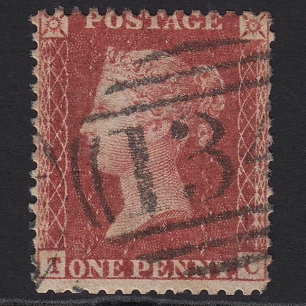 GB QV 1857 1d Rose-red (Plate 60) SG40-C10(1) TC GU Bristol 134