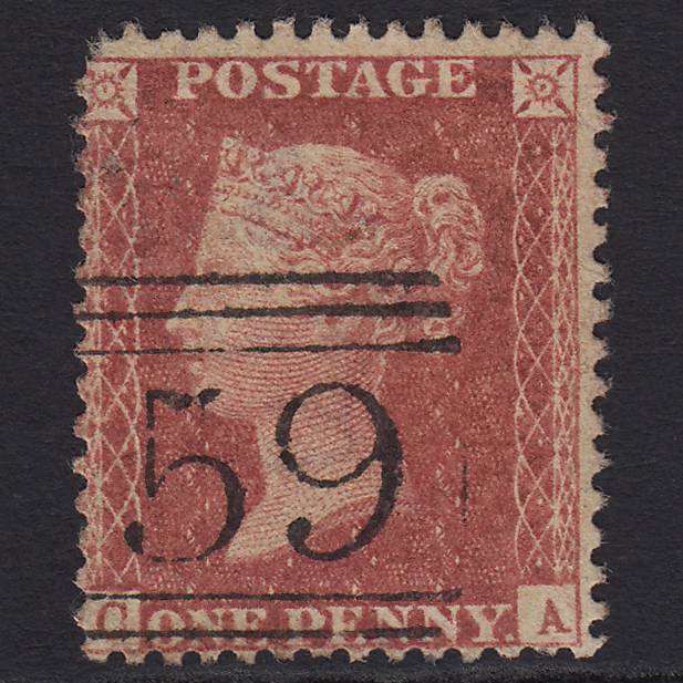 GB QV 1857 1d Rose-red (Plate 36) SG40-C10(1) CA GU Glasgow 159