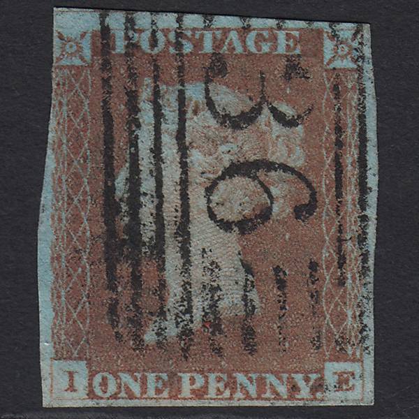 GB QV 1841 1d Very Blued Pl 80 SG8a-B1(2) IE FU nr 4 Margins Banff 36