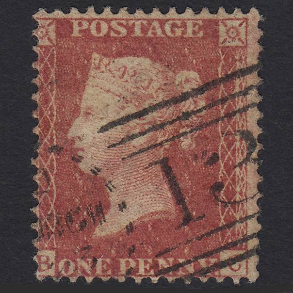 GB QV 1857 1d Rose-red (Plate 44) SG40-C10(1) BC GU Edinburgh 131