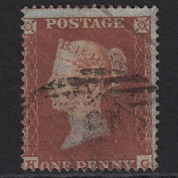 GB QV 1854 1d Red-brown (Plate 179) SG17-C1(1) KG GU London IS Cancel Misperf