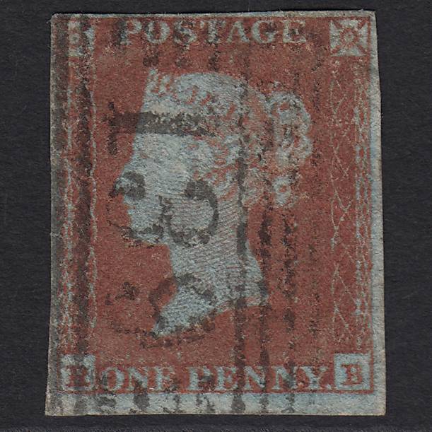 GB QV 1841 1d Very Blued (Plate 128) SG8a-B1(2) RA GU Falkirk 139