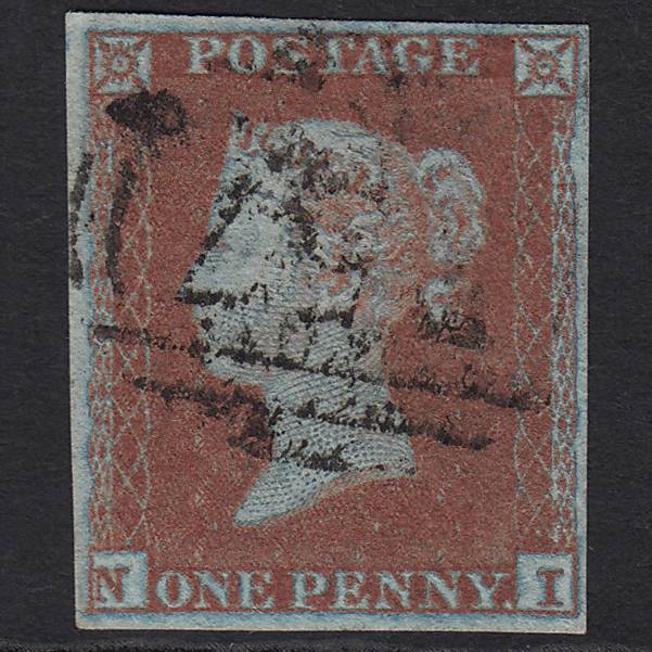 GB QV 1841 1d (Plate 134) SG8a-B1(2) Framed Reverse NI VFU 4M Imperf