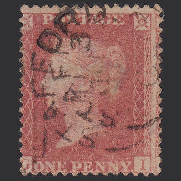 GB QV 1857 1d Rose-red (Plate 49) SG40-C10(1) GI FU Stafford Town Cancel