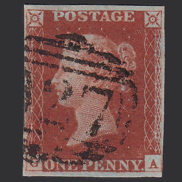 GB QV 1841 1d Deep Red-brown (Plate 63) SG10-B1(4) GA FU 4M Yarmouth 927