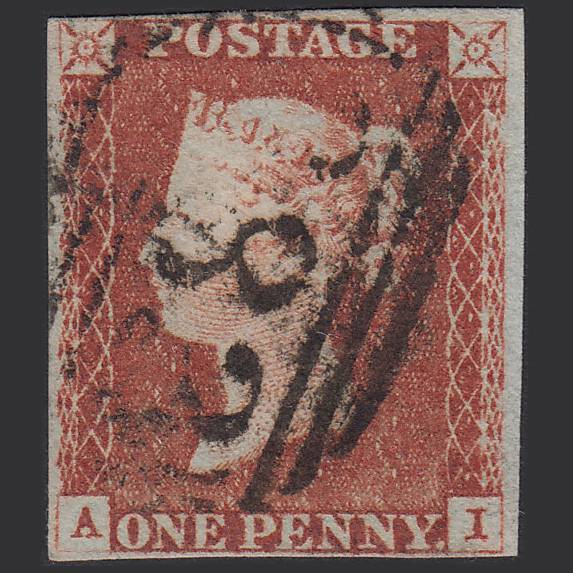 GB QV 1841 1d Red-brown (Plate 61) SG8-B1(1) AI FU Missing Imprimatur 4M