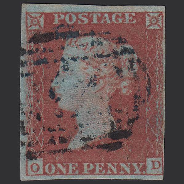 GB QV 1841 1d Red-brown Pl 103 SG8-B1(1) OD FU Blue-black Cancellation