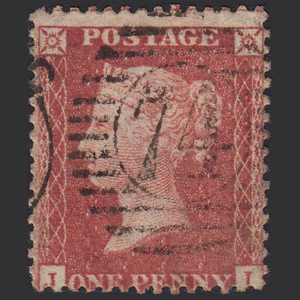 GB QV 1857 1d Rose-red (Plate 38) SG40-C10(1) JI FU London D&S 74 Misperf