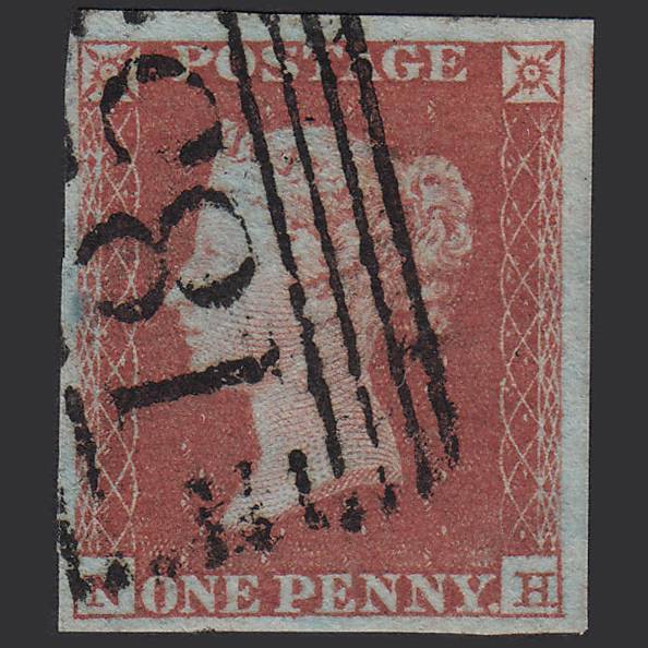 GB QV 1841 1d Red-brown Pl 102 SG8-B1(1) NH FU 4 Margins Invergordon 185