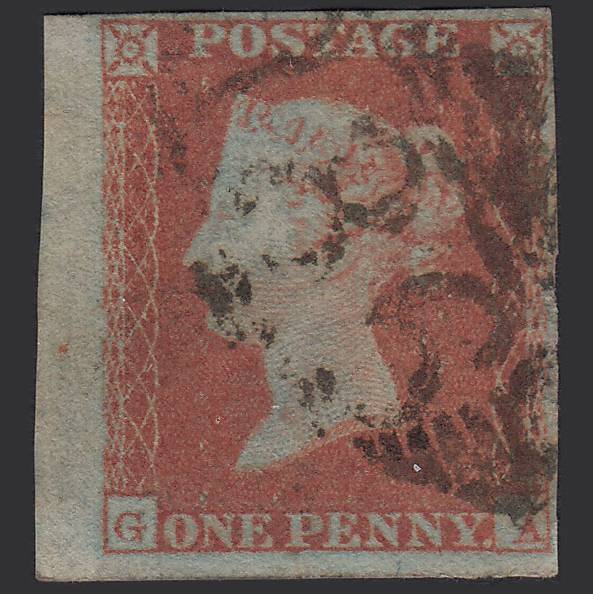 GB QV 1841 1d Red-brown Pl 119 SG8-B1(1) GA GU 4M Dublin 186 Marginal