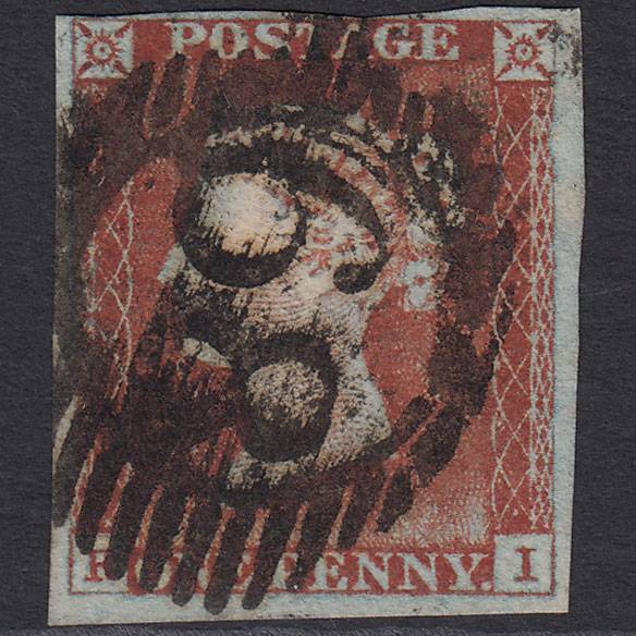 GB QV 1841 1d Pale Red-brown (Plate 49) SG9-B1(3) RI GU 4M London D&S 68
