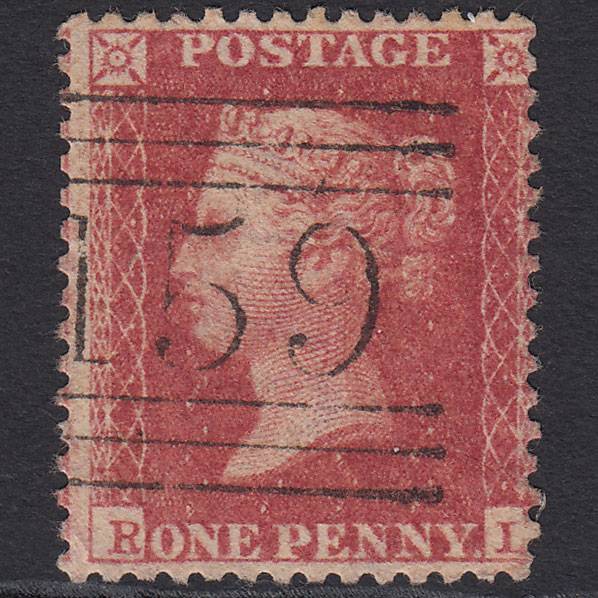 GB QV 1857 1d Rose-red (Plate 48) SG40-C10(1) RL FU Glasgow 159