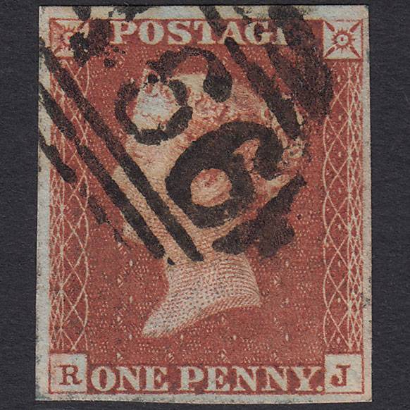 GB QV 1841 1d Red-brown Pl 62 SG8-B1(1) RJ FU 4 Margins Liverpool 466
