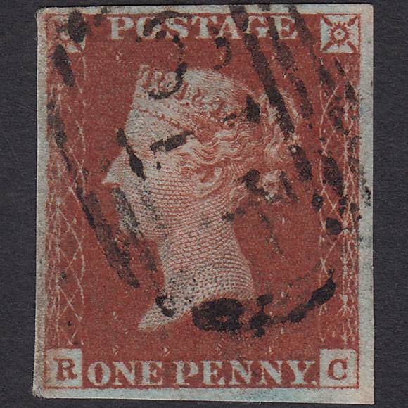 GB QV 1841 1d Red-brown (Plate 53) SG8-B1(1) RC GU 4 Margins Kington 419