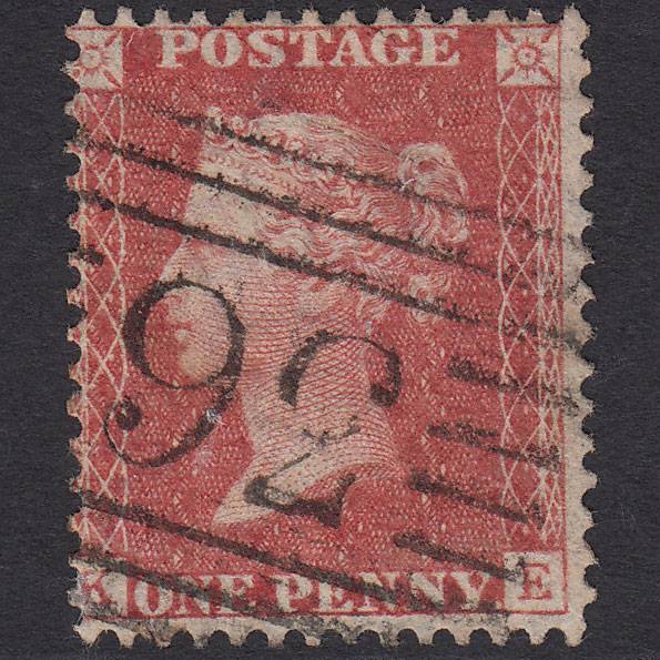 GB QV 1857 1d Rose-Red Transitional (Plate 36) SGC9A(3) KE VFU Banff 36