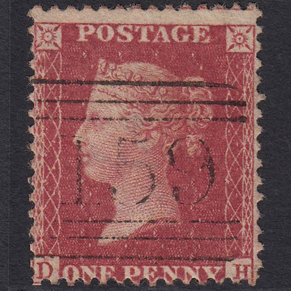 GB QV 1857 1d Rose-red (Plate 57) SG40-C10(1) DH FU Glasgow 159 Misperf