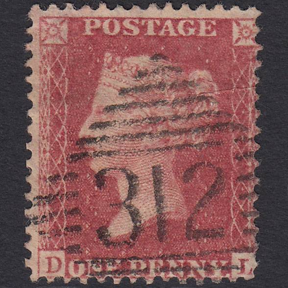 GB QV 1857 1d Rose-red (Plate 47) SG40-C10(1) DL GU Loughrea 312