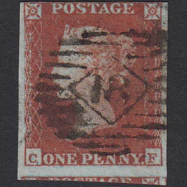 GB QV 1841 1d Red-brown Pl 104 SG8-B1(1) CF GU 4 Margins London IS 18