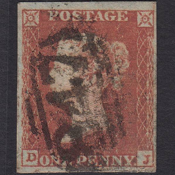GB QV 1841 1d Red-brown Pl 92 SG8-B1(1) DJ GU 4 Margins Warrington 847