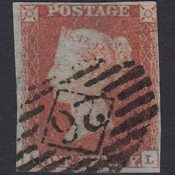 GB QV 1841 1d Pl 42 SG8-B1(1) AL FU Missing Imprimatur nr 4M London IS 26