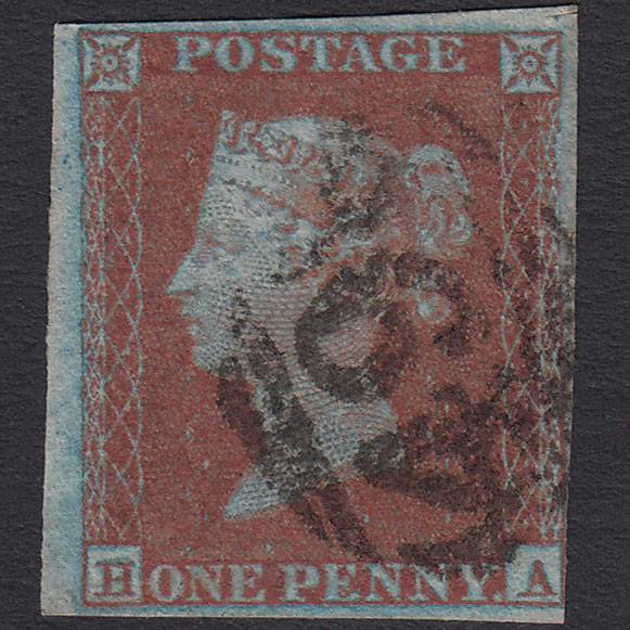 GB QV 1841 1d Very Blued (Plate 122) SG8a-B1(2) Framed Reverse HA FU 4M