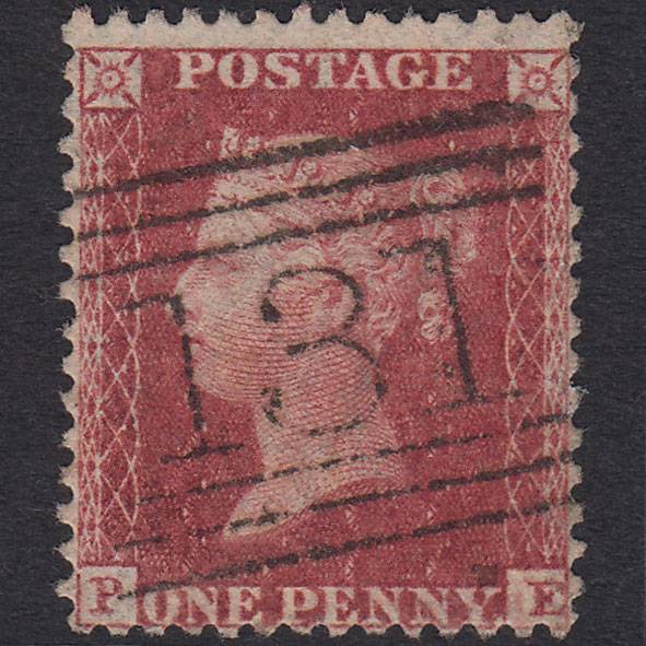 GB QV 1857 1d Deep Rose-red (Plate 57) SG41-C10(4) PE GU Edinburgh 131