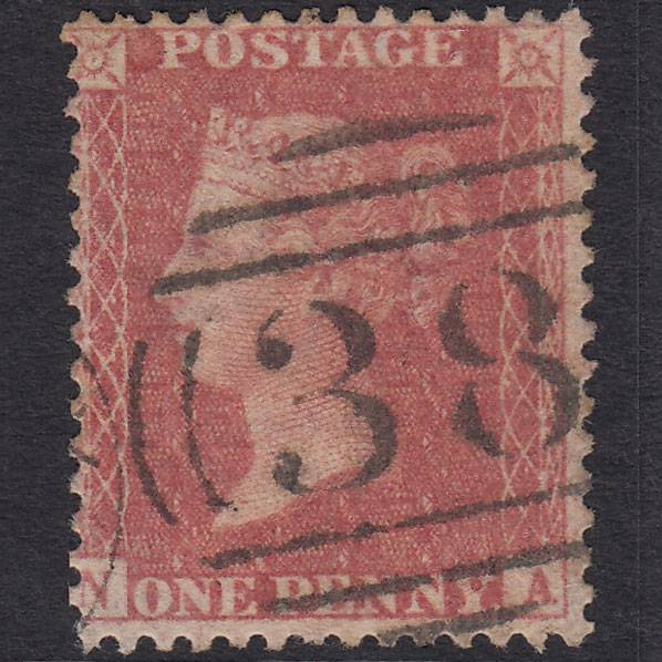 GB QV 1857 1d Pale Rose (Plate 36) SG39-C10(3) NA GU Aylesbury 38