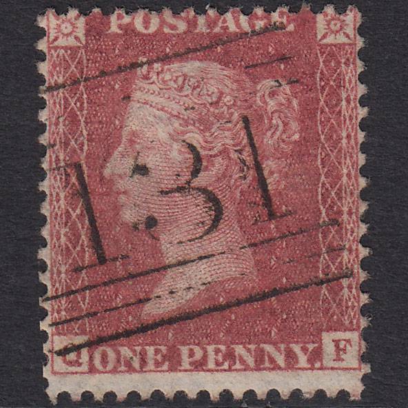 GB QV 1857 1d Deep Rose-red (Plate 57) SG41-C10(4) QF VFU Edinburgh 131