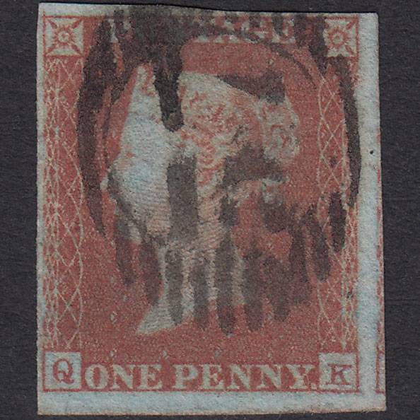 GB QV 1841 1d Red-brown Pl 109 SG8-B1(1) QK FU 4 Margins London D&S 57