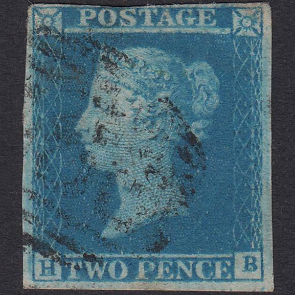 GB QV 1841 2d Blue Plate 3 SG14-E1(2) HB GU Nr 4 Margins