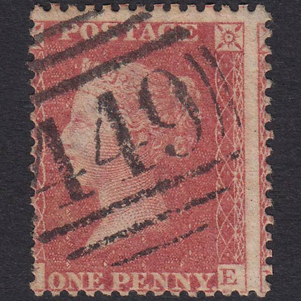 GB QV 1861 1d Rose-Red Plate 51 SG42-C12(3) NE GU Leicester 449 Misperf