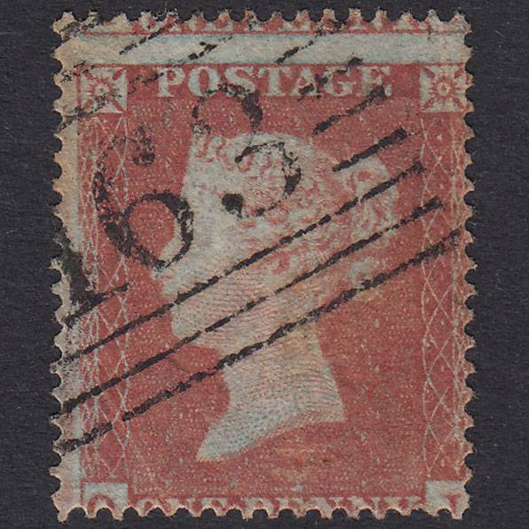 GB QV 1854 1d Red-Brown Plate 172 SG17-C1(1) QJ GU Greenock 163 Misperf
