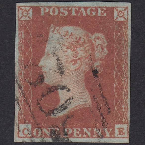 GB QV 1841 1d Red-Brown Plate 98 SG8-B1(1) CE FU 4 Margins