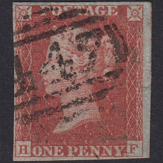 GB QV 1841 1d Red-Brown Plate 158 SG8-B2(1) HF FU 4 Margins Leeds 447