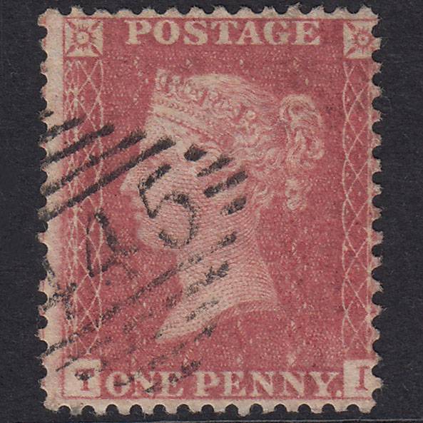 GB QV 1857 1d Pale Rose Plate 67 SG39-C10(3) TI VFU Waterford 445
