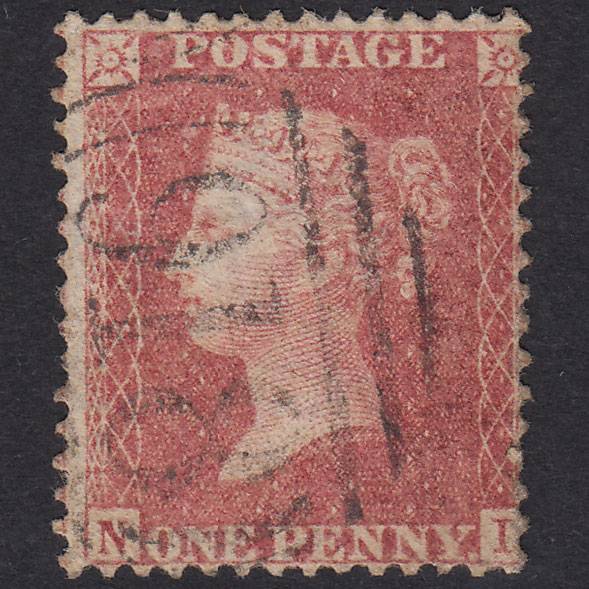 GB QV 1857 1d Rose-Red Plate 48 SG40-C10(1) NI FU Worcester 918