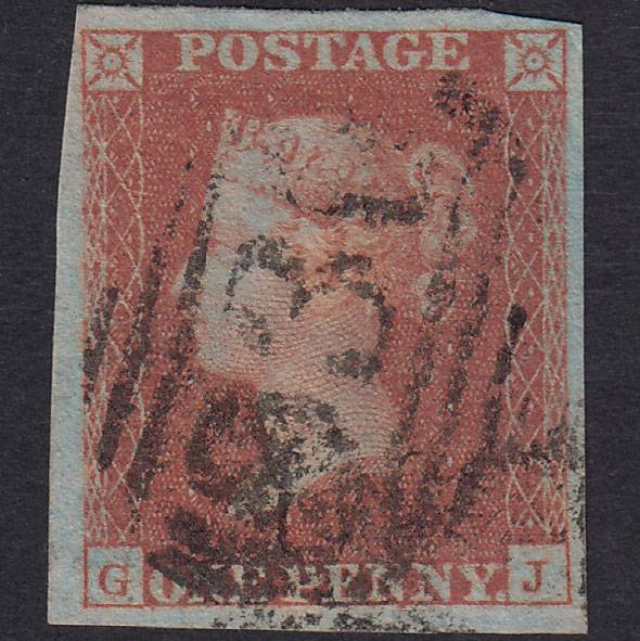 GB QV 1841 1d Red-Brown Plate 108 SG8-B1(1) GJ FU 4 Margins