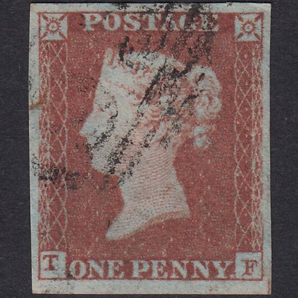 GB QV 1841 1d Red-Brown Plate 98 SG8-B1(1) TF VFU 4 Good Margins