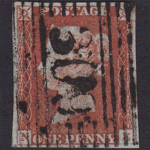 GB QV 1841 1d Red-Brown Plate 58 SG8-B1(1) NE FU 4 Margins Stonehaven 309