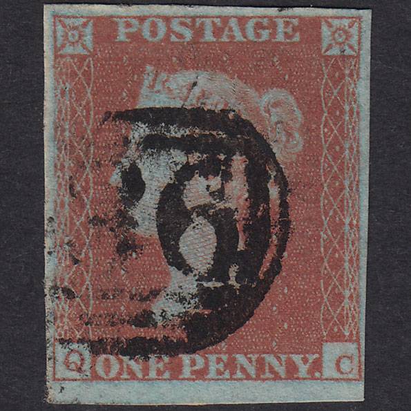 GB QV 1841 1d Red-Brown Plate 111 SG8-B1(1) QC FU 4 Margins