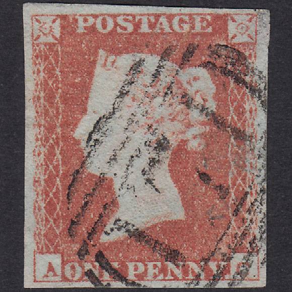 GB QV 1841 1d Red-Brown Plate 112 SG8-B1(1) AC GU 4 Margins Chalford 171