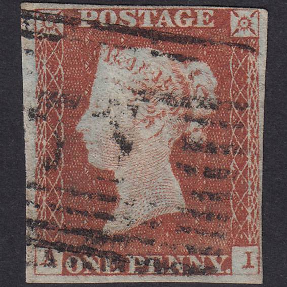 GB QV 1841 1d Pl 34 SG8-B1(1) Const Var AI GU Miss Imp 4M Late Usage